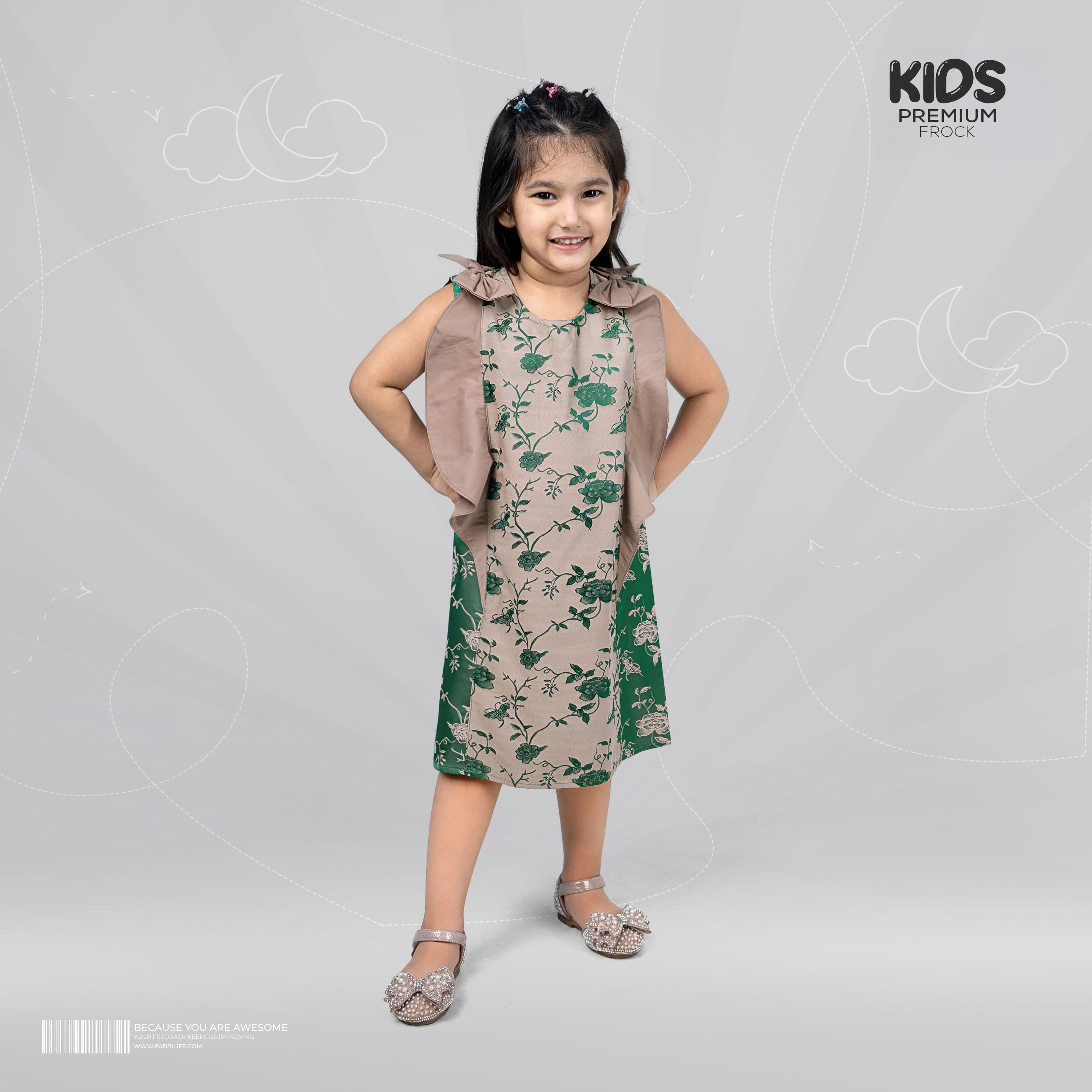 Girl Premium Frock - Glow Leaf - At Best Price | Fabrilife