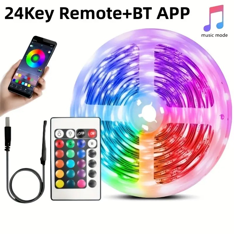 LED Light Strip 1-30Meter TV LED Backlight USB RGB 5050 Color Strip, Synchronized Color Changing LED String Lights, Remote App Control, Halloween Decorative Night Light, Suitable for Home, Bedroom, Christmas Party, Holidays Ceiling decoration