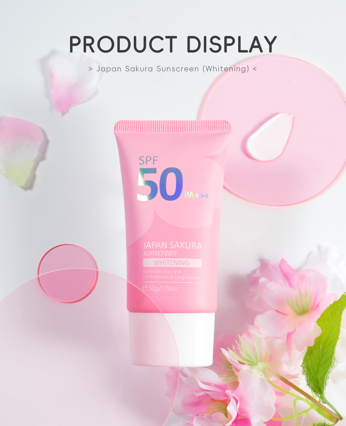 Laikou Japan Sakura Face Sunscreen, SPF50++ 50 gm