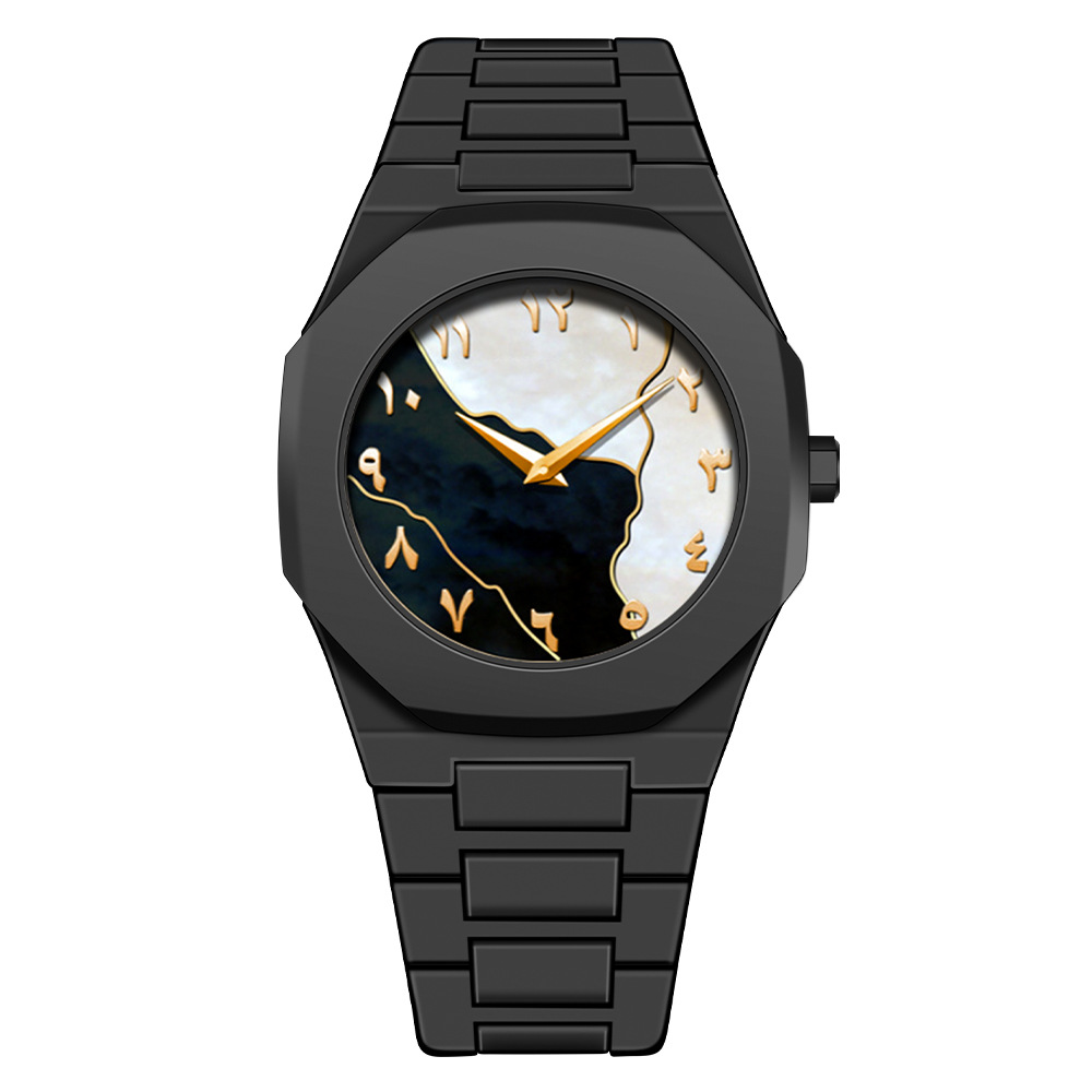 Arabic Watch Waterproof Men's Quartz Watch Black PC Plastic watch for men - Aura Arabic Watch - Black